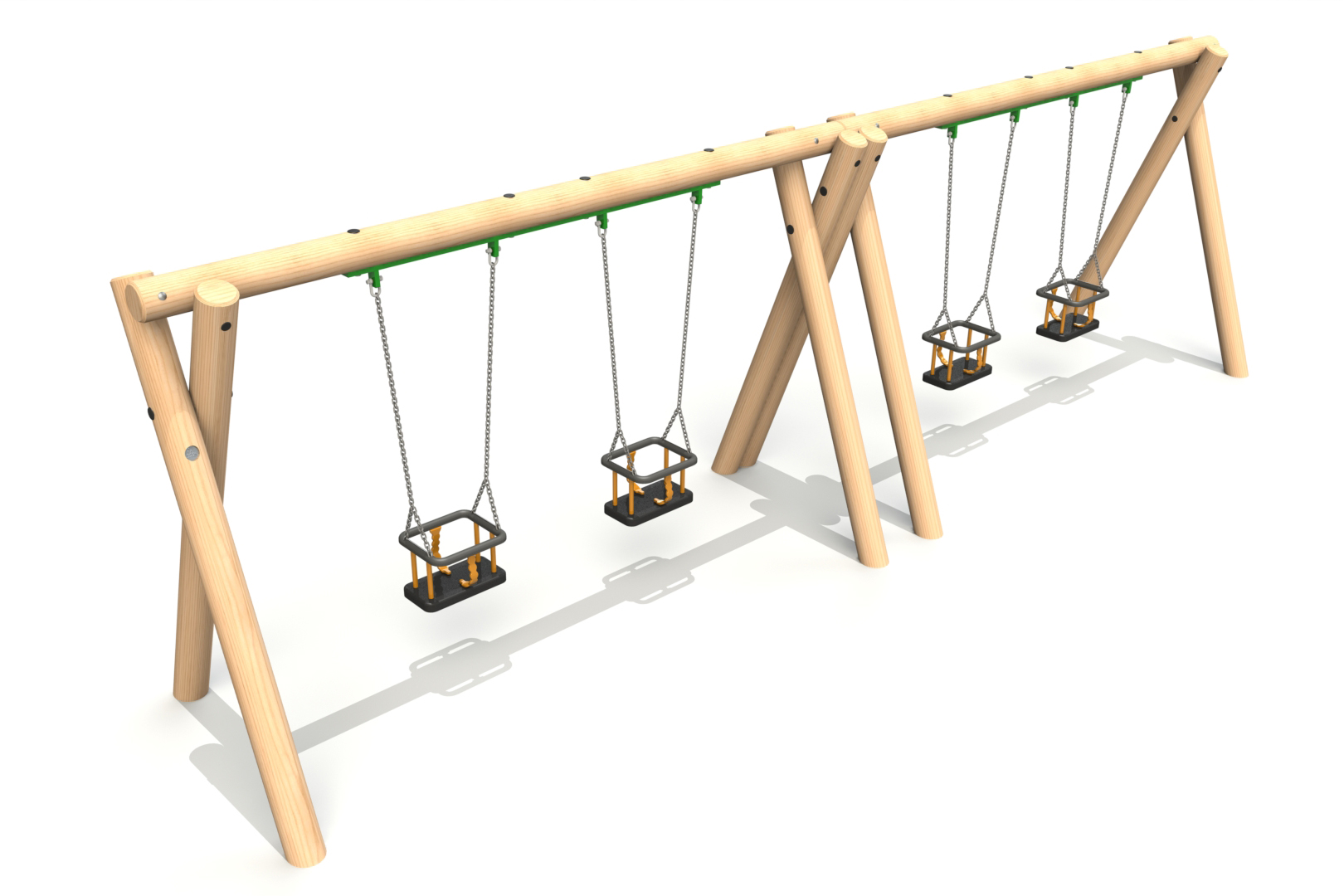 Timber Swings 2.0m 4 Cradle Seats